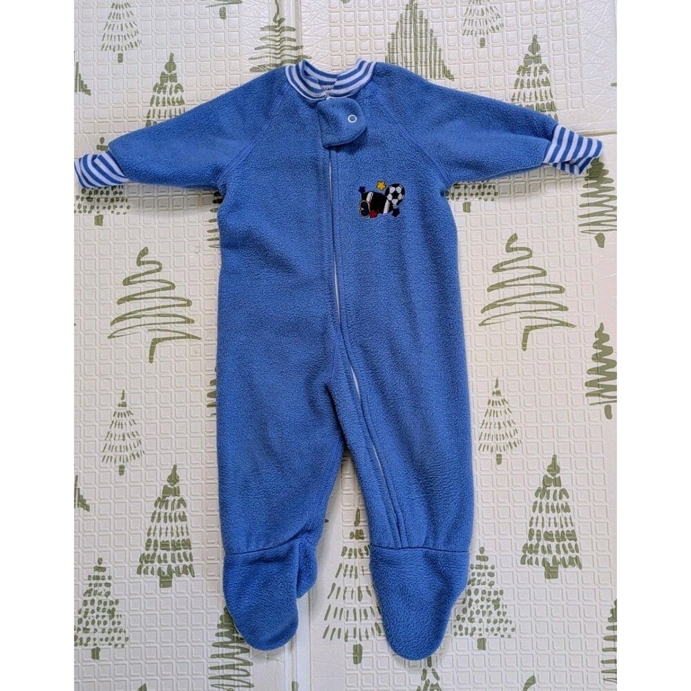 Vtg 2002 Field Gear Baby Fleece Sleeper 12M Marshall Field's Carters Sports Blue